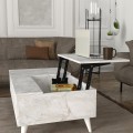 Roy Megapap coffee table with melamine polymorphic white marble color 121x69x40cm.