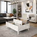Roy Megapap coffee table with melamine polymorphic white marble color 121x69x40cm.