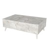 Roy Megapap coffee table with melamine polymorphic white marble color 121x69x40cm.