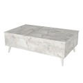 Roy Megapap coffee table with melamine polymorphic white marble color 121x69x40cm.