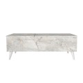 Roy Megapap coffee table with melamine polymorphic white marble color 121x69x40cm.