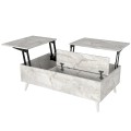 Roy Megapap coffee table with melamine polymorphic white marble color 121x69x40cm.
