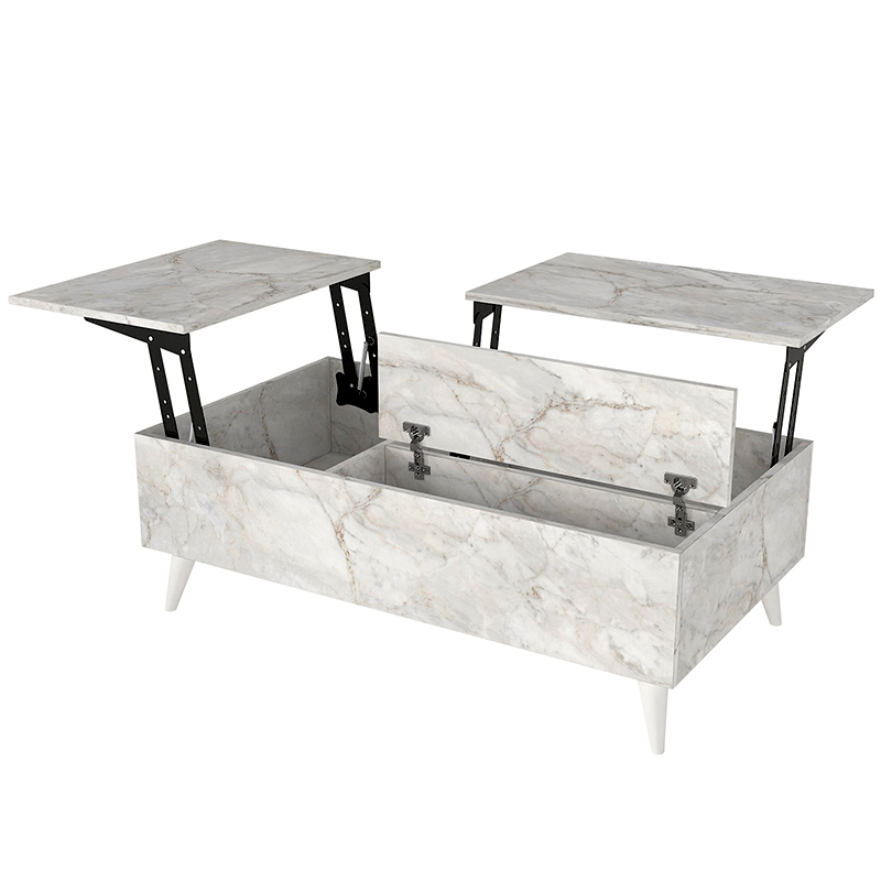 Roy Megapap coffee table with melamine polymorphic white marble color 121x69x40cm.