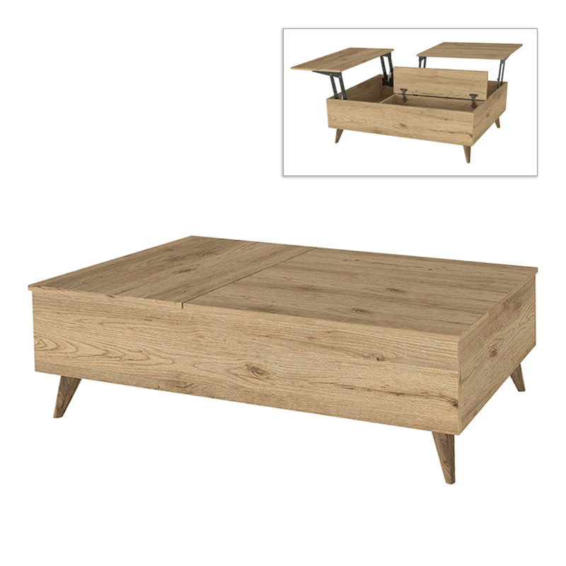 Roy Megapap coffee table with melamine polymorphic sepet oak color 121x69x40cm.