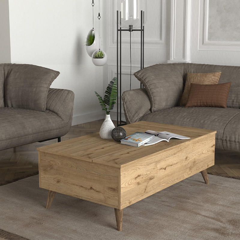Roy Megapap coffee table with melamine polymorphic sepet oak color 121x69x40cm.