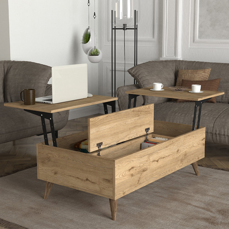Roy Megapap coffee table with melamine polymorphic sepet oak color 121x69x40cm.