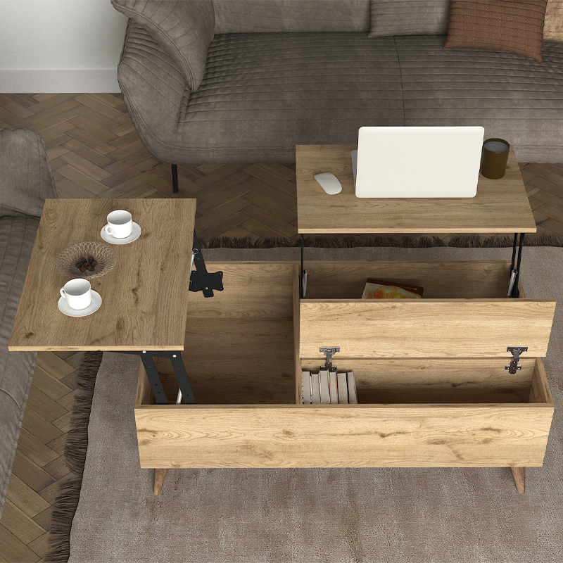 Roy Megapap coffee table with melamine polymorphic sepet oak color 121x69x40cm.