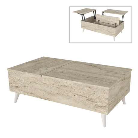 Roy Megapap coffee table with melamine polymorphic travertine color 121x69x40cm.