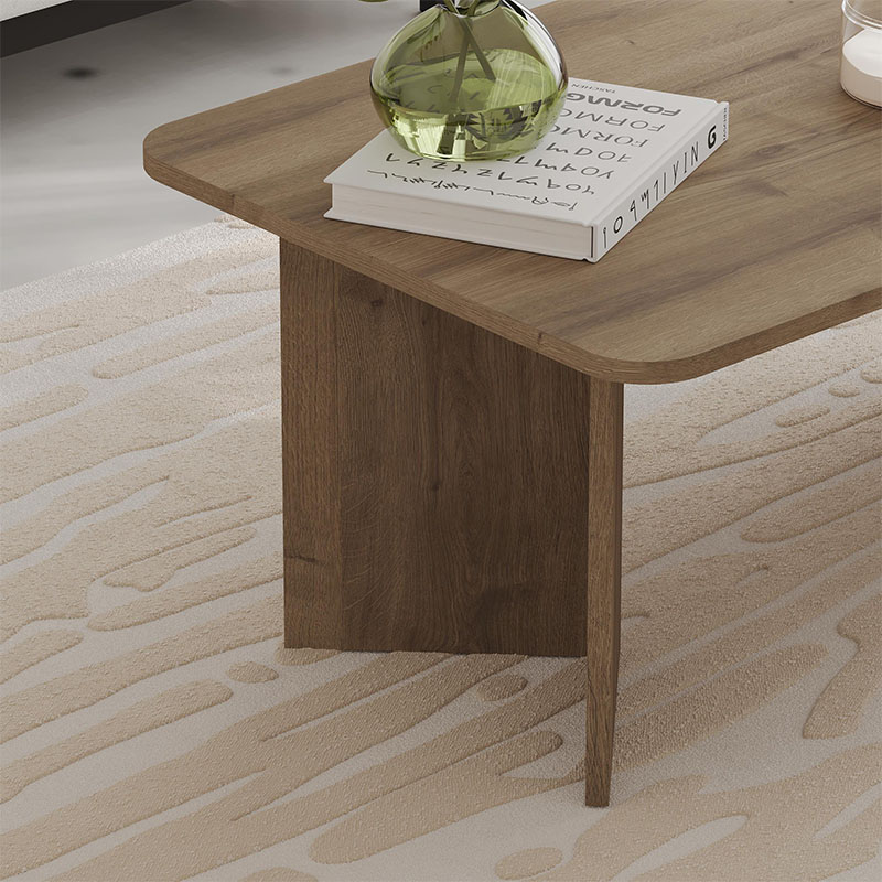 Sam Megapap melamine coffee table in light walnut color 100x60x41.8cm.