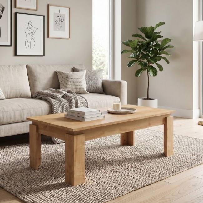 Seda Megapap melamine coffee table in oak color 110x60x41cm.