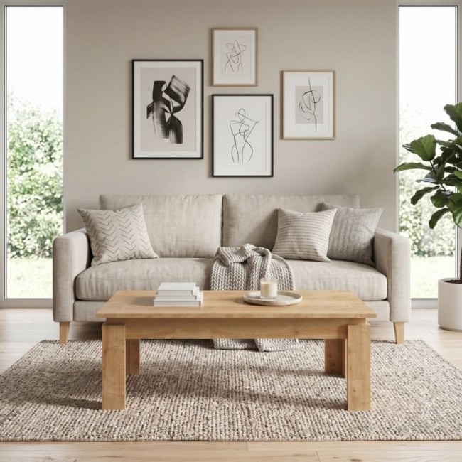 Seda Megapap melamine coffee table in oak color 110x60x41cm.