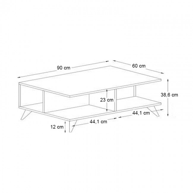 Τραπεζάκι σαλονιού Sedra Megapap χρώμα λευκό - καρυδί 90x60x38,6εκ.