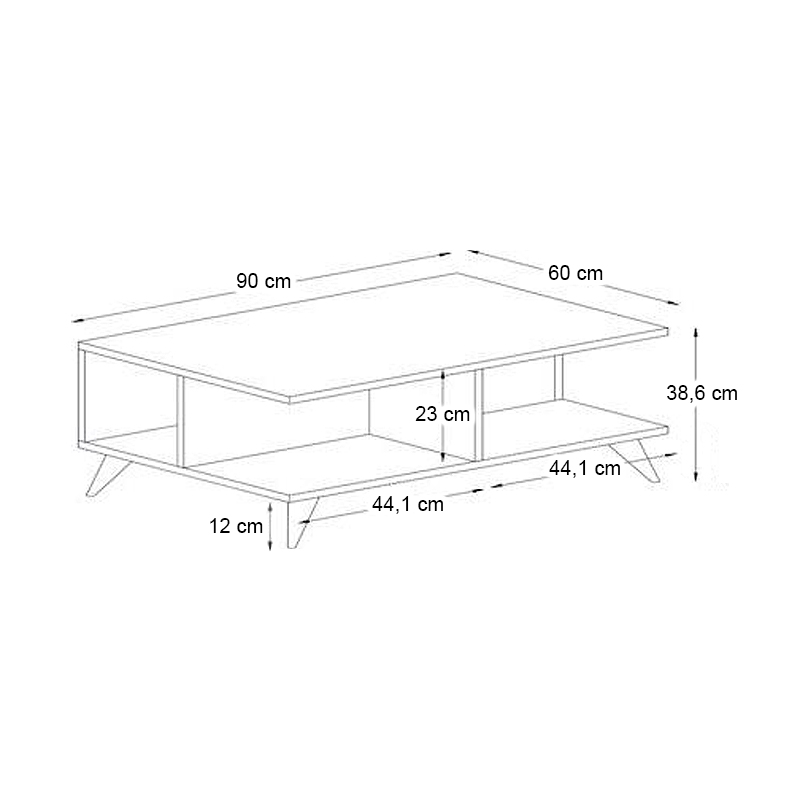 Sedra Megapap melamine coffee table in white - walnut color 90x60x38,6cm.