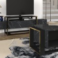 Serina Megapap melamine coffee table in black marble effect color 107x60x40cm.