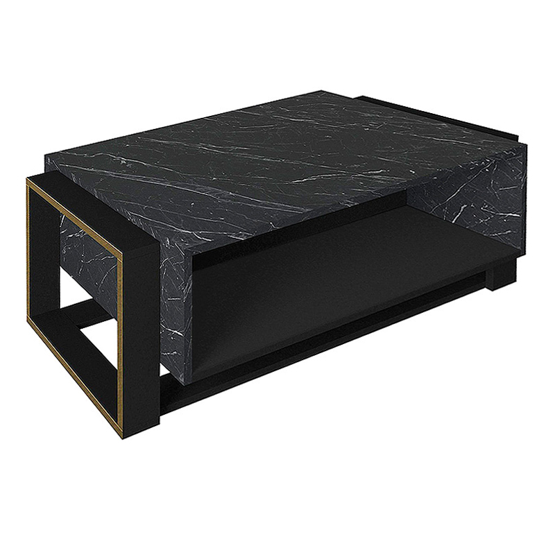 Serina Megapap melamine coffee table in black marble effect color 107x60x40cm.