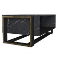 Serina Megapap melamine coffee table in black marble effect color 107x60x40cm.
