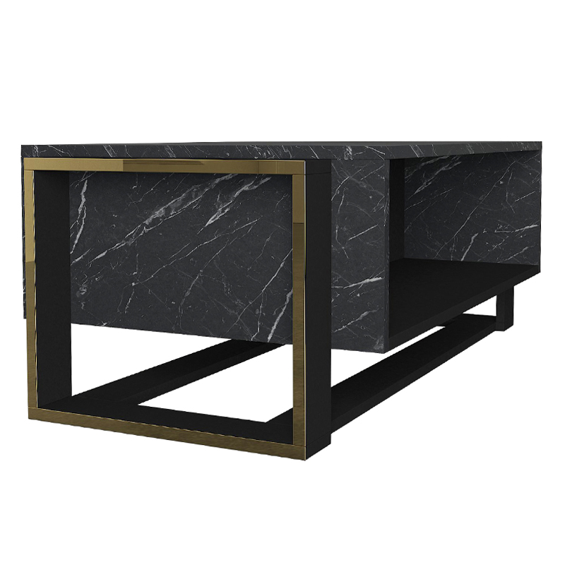 Serina Megapap melamine coffee table in black marble effect color 107x60x40cm.