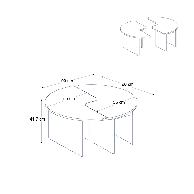 Dorena Megapap melamine set of 2 coffee table in sencron black color Ø90x41,7cm.