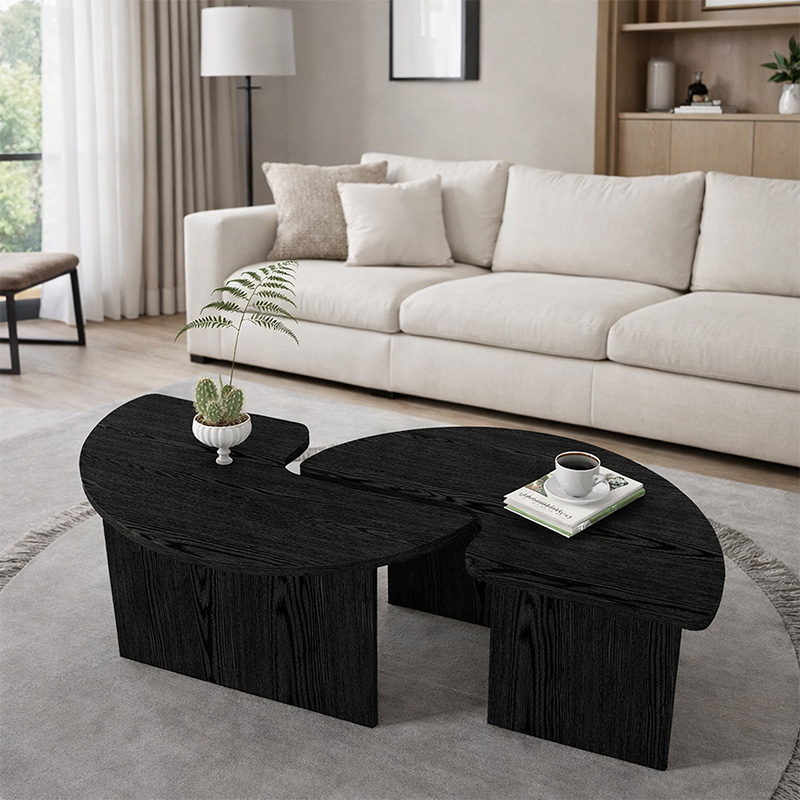 Dorena Megapap melamine set of 2 coffee table in sencron black color Ø90x41,7cm.