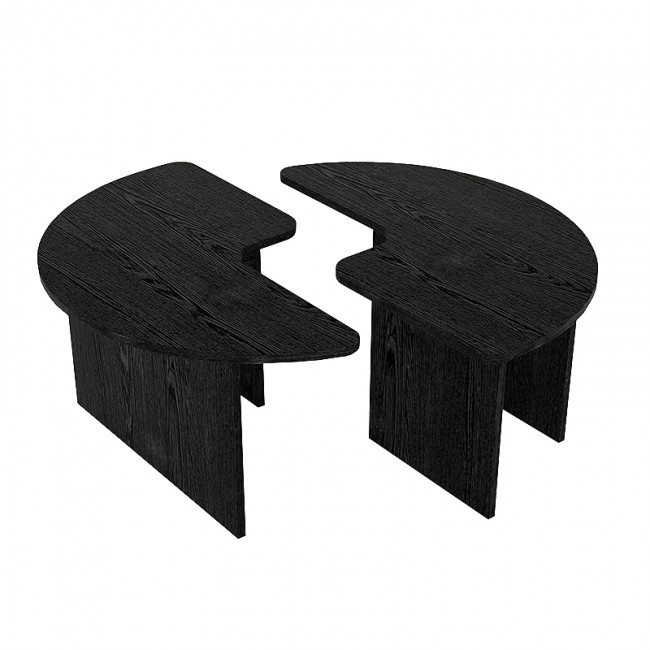 Τραπεζάκι σαλονιού σετ 2 τμχ Dorena Megapap χρώμα sencron black Ø90x41,7εκ.