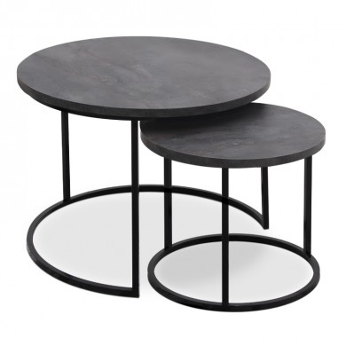 Gary Megapap Mdf/metallic coffee tables in dark grey concrete color 65x65x44cm.