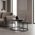 Gary Megapap Mdf/metallic coffee tables in dark grey concrete color 65x65x44cm.