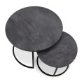 Gary Megapap Mdf/metallic coffee tables in dark grey concrete color 65x65x44cm.
