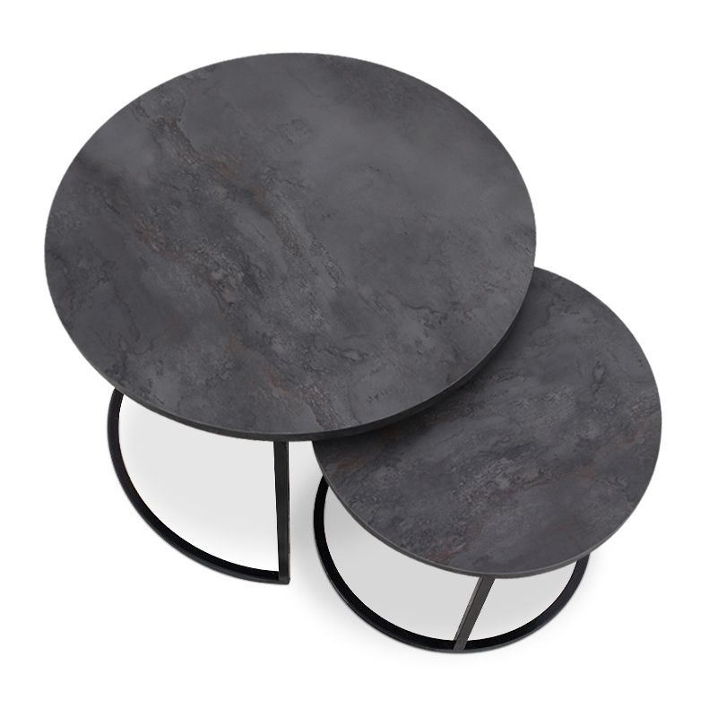 Gary Megapap Mdf/metallic coffee tables in dark grey concrete color 65x65x44cm.