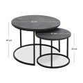 Gary Megapap Mdf/metallic coffee tables in dark grey concrete color 65x65x44cm.