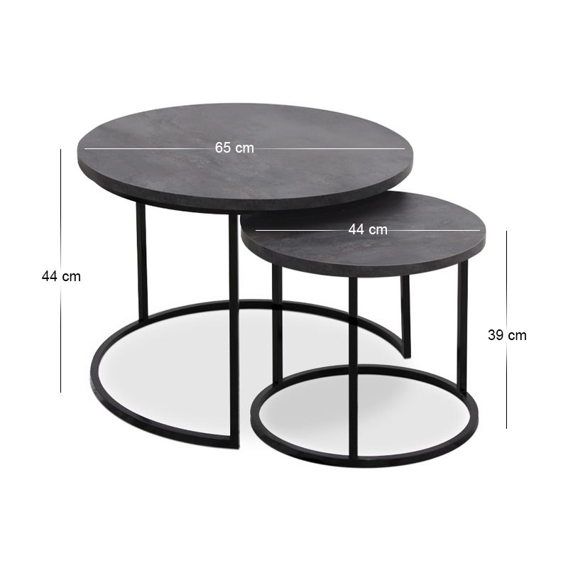 Gary Megapap Mdf/metallic coffee tables in dark grey concrete color 65x65x44cm.