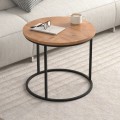Hilal Megapap melamine - metal coffee table in pine oak color Ø66x49,5cm.