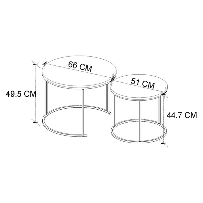 Hilal Megapap melamine - metal coffee table in pine oak color Ø66x49,5cm.