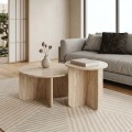 Hillary Megapap melamine set of 2 coffee tables in travertine color Ø70x38cm.