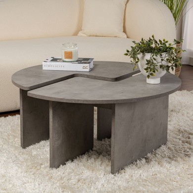 Moira Megapap melamine coffee table in concrete grey color Ø90x41cm.