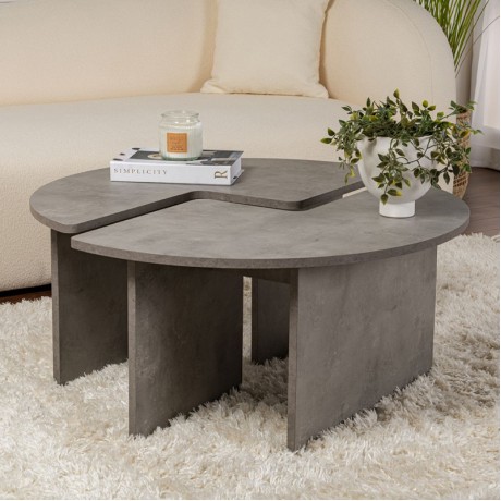 Moira Megapap melamine coffee table in concrete grey color Ø90x41cm.