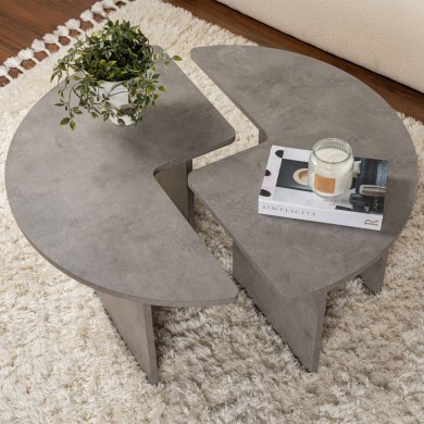 Moira Megapap melamine coffee table in concrete grey color Ø90x41cm.