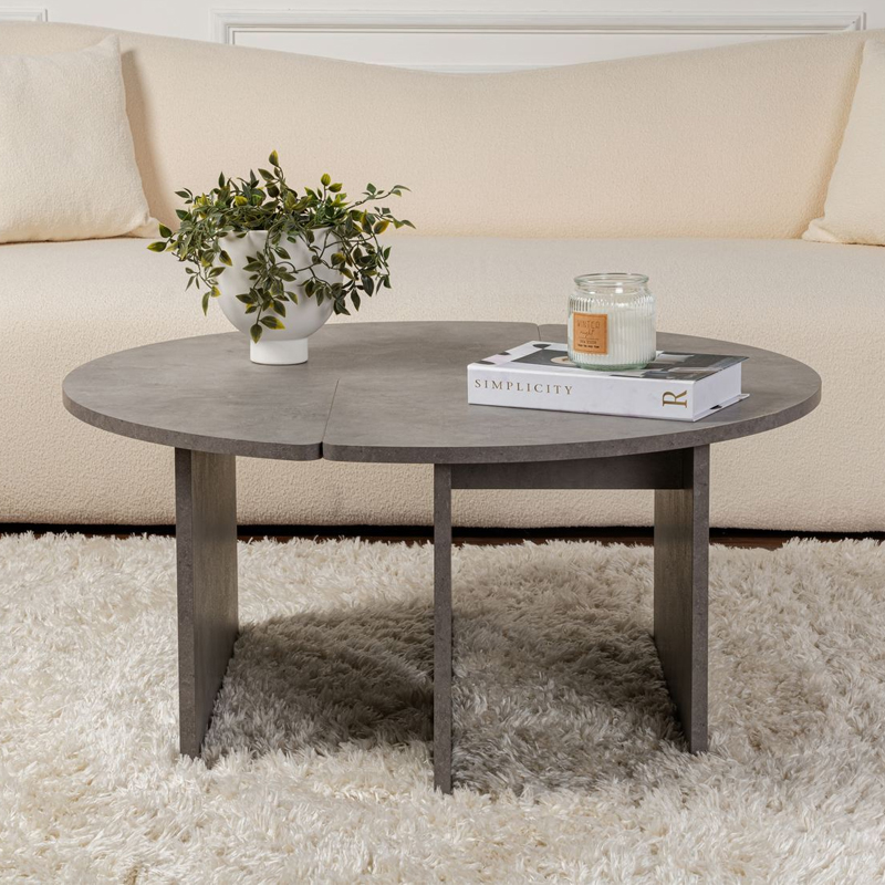 Moira Megapap melamine coffee table in concrete grey color Ø90x41cm.