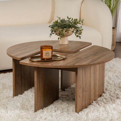 Moira Megapap melamine coffee table in walnut color Ø90x41cm.