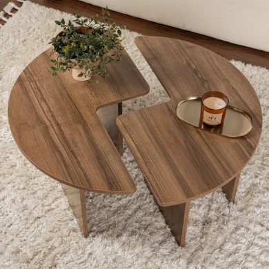 Moira Megapap melamine coffee table in walnut color Ø90x41cm.