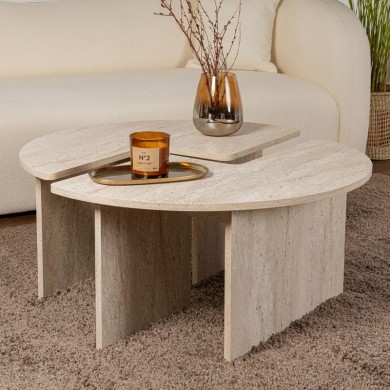 Moira Megapap melamine coffee table in travertine color Ø90x41cm.