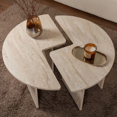 Moira Megapap melamine coffee table in travertine color Ø90x41cm.