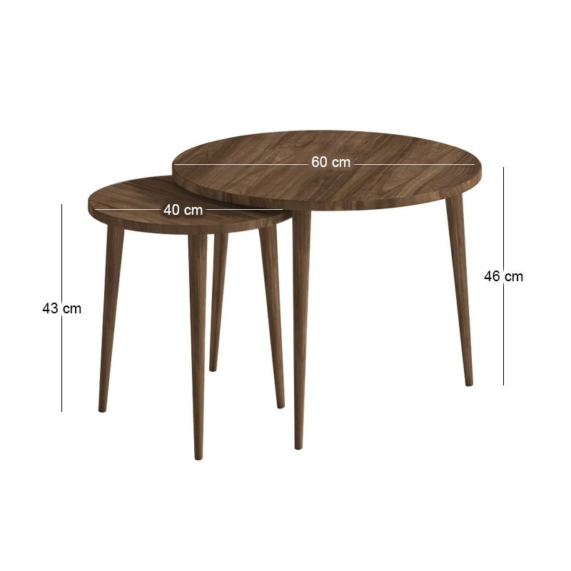 Nola Megapap melamine coffee table 2 pieces in walnut color Ø60x46cm.