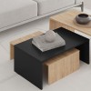 Kanta Megapap set of 3 pcs coffee table in sapphire oak - silky black color 80x50x40.5cm.