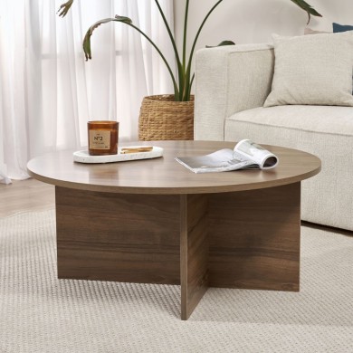 Soleil Megapap melamine coffee table in walnut color Ø90x40cm.