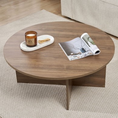 Soleil Megapap melamine coffee table in walnut color Ø90x40cm.