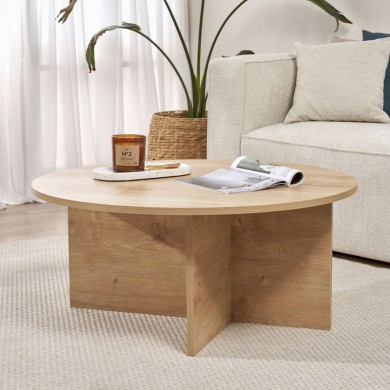Soleil Megapap melamine coffee table in sapphire oak color Ø90x40cm.