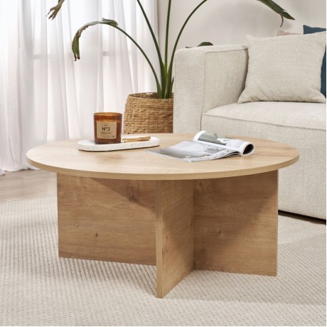 Soleil Megapap melamine coffee table in sapphire oak color Ø90x40cm.
