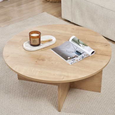 Soleil Megapap melamine coffee table in sapphire oak color Ø90x40cm.