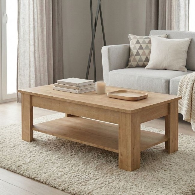 Spello Megapap melamine coffee table in oak color 120x60x41,4cm.