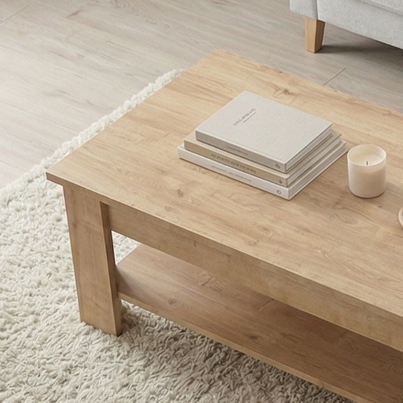 Spello Megapap melamine coffee table in oak color 120x60x41,4cm.